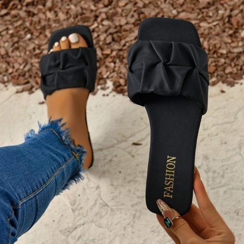 Sandały damskie modne letnie buty z kwadratową główką dla kobiet sandały na płaskim obcasie koreańskie kapcie letnie Sandalias De Mujer obuwie