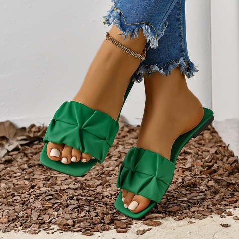 Sandały damskie modne letnie buty z kwadratową główką dla kobiet sandały na płaskim obcasie koreańskie kapcie letnie Sandalias De Mujer obuwie
