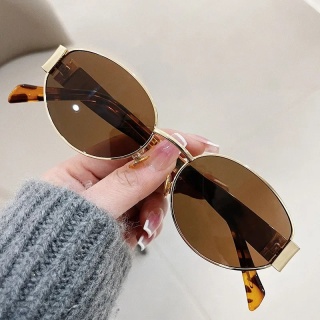 Modne owalne okulary przeciwsłoneczne damskie Trend w stylu retro Outdoor metalowe okulary przeciwsłoneczne wysokiej jakości klasyczne męskie okulary luksusowej marki gogle UV400