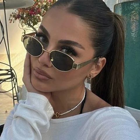 Modne owalne okulary przeciwsłoneczne damskie Trend w stylu retro Outdoor metalowe okulary przeciwsłoneczne wysokiej jakości klasyczne męskie okulary luksusowej marki gogle UV400