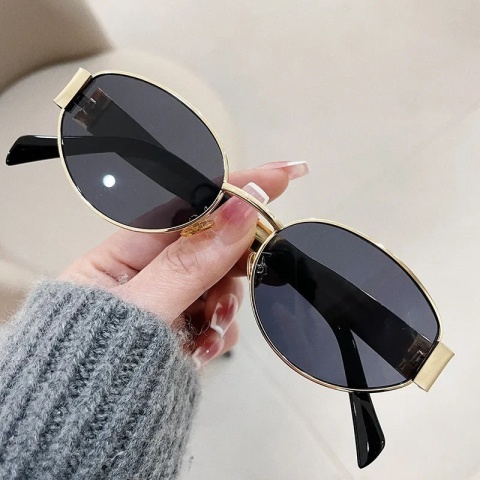 Modne owalne okulary przeciwsłoneczne damskie Trend w stylu retro Outdoor metalowe okulary przeciwsłoneczne wysokiej jakości klasyczne męskie okulary luksusowej marki gogle UV400