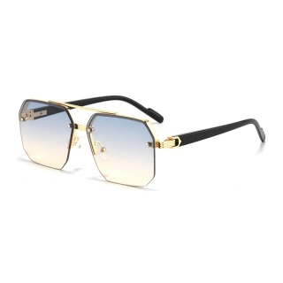 Oversize Retro podwójne mostki wielokątne kwadratowe metalowe męskie okulary przeciwsłoneczne moda gradientowe odcienie UV400 modne damskie okulary przeciwsłoneczne
