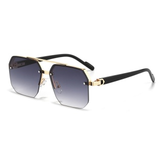 Oversize Retro podwójne mostki wielokątne kwadratowe metalowe męskie okulary przeciwsłoneczne moda gradientowe odcienie UV400 modne damskie okulary przeciwsłoneczne