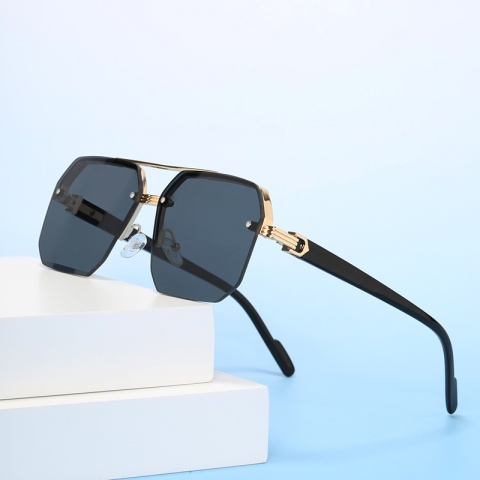 Oversize Retro podwójne mostki wielokątne kwadratowe metalowe męskie okulary przeciwsłoneczne moda gradientowe odcienie UV400 modne damskie okulary przeciwsłoneczne