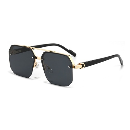 Oversize Retro podwójne mostki wielokątne kwadratowe metalowe męskie okulary przeciwsłoneczne moda gradientowe odcienie UV400 modne damskie okulary przeciwsłoneczne