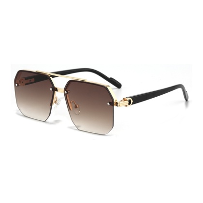 Oversize Retro podwójne mostki wielokątne kwadratowe metalowe męskie okulary przeciwsłoneczne moda gradientowe odcienie UV400 modne damskie okulary przeciwsłoneczne