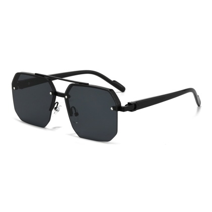 Oversize Retro podwójne mostki wielokątne kwadratowe metalowe męskie okulary przeciwsłoneczne moda gradientowe odcienie UV400 modne damskie okulary przeciwsłoneczne