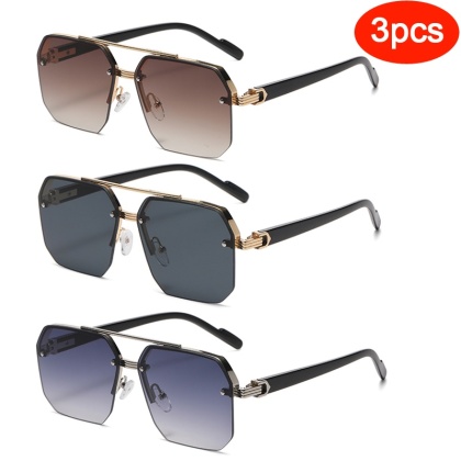 Oversize Retro podwójne mostki wielokątne kwadratowe metalowe męskie okulary przeciwsłoneczne moda gradientowe odcienie UV400 modne damskie okulary przeciwsłoneczne