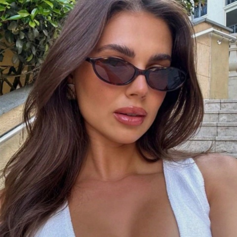 Retro okulary przeciwsłoneczne z owalną ramką moda spersonalizowane modne małe okulary przeciwsłoneczne Punk kocie oczy parasolka okulary przeciwsłoneczne