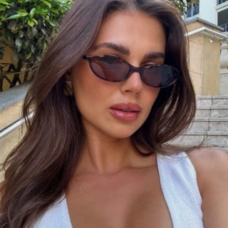 Retro okulary przeciwsłoneczne z owalną ramką moda spersonalizowane modne małe okulary przeciwsłoneczne Punk kocie oczy parasolka okulary przeciwsłoneczne