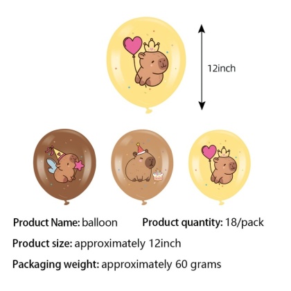 Dekoracje urodzinowe z kapybarą Balony Papierowa jednorazowa zastawa stołowa Kubek Talerz Baby Shower Dzieci Śliczne akcesoria imprezowe z kapybarą Zabawki