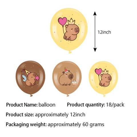 Dekoracje urodzinowe z kapybarą Balony Papierowa jednorazowa zastawa stołowa Kubek Talerz Baby Shower Dzieci Śliczne akcesoria imprezowe z kapybarą Zabawki