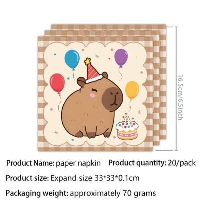 Dekoracje urodzinowe z kapybarą Balony Papierowa jednorazowa zastawa stołowa Kubek Talerz Baby Shower Dzieci Śliczne akcesoria imprezowe z kapybarą Zabawki