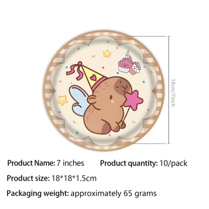 Dekoracje urodzinowe z kapybarą Balony Papierowa jednorazowa zastawa stołowa Kubek Talerz Baby Shower Dzieci Śliczne akcesoria imprezowe z kapybarą Zabawki