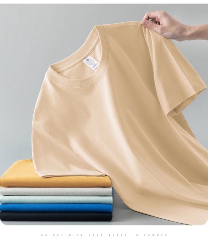 Ciężki t-shirt z okrągłym dekoltem z czystej bawełny z krótkim rękawem luźny jednolity kolor biały t-shirt męski i damski dolna koszula jednolity kolor