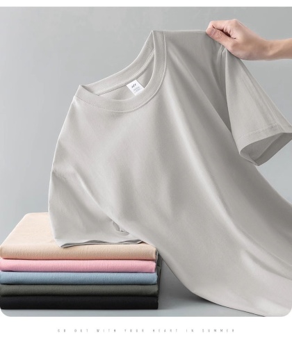 Ciężki t-shirt z okrągłym dekoltem z czystej bawełny z krótkim rękawem luźny jednolity kolor biały t-shirt męski i damski dolna koszula jednolity kolor