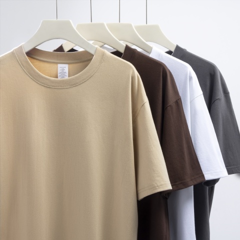 Ciężki t-shirt z okrągłym dekoltem z czystej bawełny z krótkim rękawem luźny jednolity kolor biały t-shirt męski i damski dolna koszula jednolity kolor