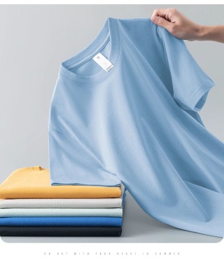 Ciężki t-shirt z okrągłym dekoltem z czystej bawełny z krótkim rękawem luźny jednolity kolor biały t-shirt męski i damski dolna koszula jednolity kolor