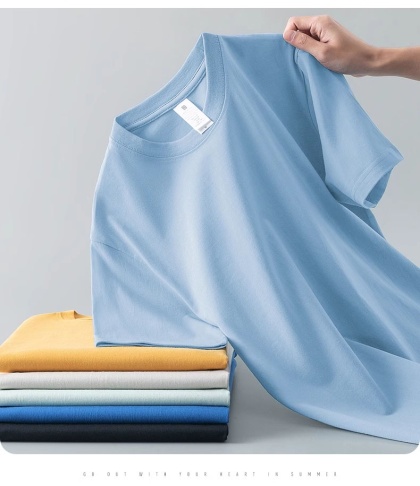 Ciężki t-shirt z okrągłym dekoltem z czystej bawełny z krótkim rękawem luźny jednolity kolor biały t-shirt męski i damski dolna koszula jednolity kolor