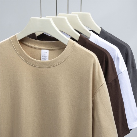 Ciężki t-shirt z okrągłym dekoltem z czystej bawełny z krótkim rękawem luźny jednolity kolor biały t-shirt męski i damski dolna koszula jednolity kolor