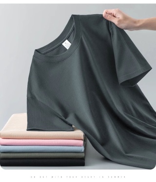 Ciężki t-shirt z okrągłym dekoltem z czystej bawełny z krótkim rękawem luźny jednolity kolor biały t-shirt męski i damski dolna koszula jednolity kolor