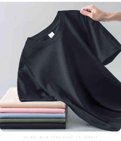 Ciężki t-shirt z okrągłym dekoltem z czystej bawełny z krótkim rękawem luźny jednolity kolor biały t-shirt męski i damski dolna koszula jednolity kolor