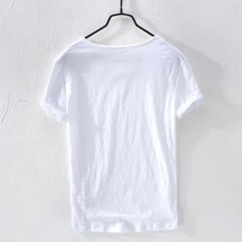 Letnie nowe 100% bawełniane koszulki na co dzień Odzież męska Oddychający, wąski i cienki podkoszulek Streetwear B201A
