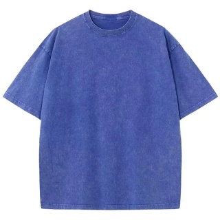 Męska damska koszulka z krótkim rękawem w stylu retro American Style, ciężka, jednolita, letnia, modna, sprana, postarzana, oversize.