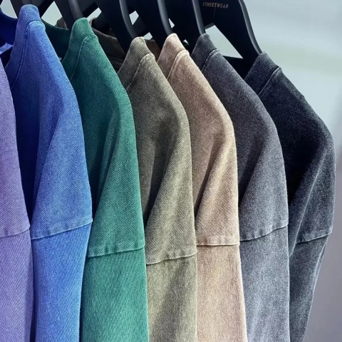 Męska damska koszulka z krótkim rękawem w stylu retro American Style, ciężka, jednolita, letnia, modna, sprana, postarzana, oversize.