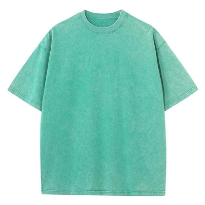 Męska damska koszulka z krótkim rękawem w stylu retro American Style, ciężka, jednolita, letnia, modna, sprana, postarzana, oversize.