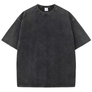 Męska damska koszulka z krótkim rękawem w stylu retro American Style, ciężka, jednolita, letnia, modna, sprana, postarzana, oversize.