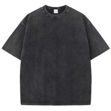 Męska damska koszulka z krótkim rękawem w stylu retro American Style, ciężka, jednolita, letnia, modna, sprana, postarzana, oversize.