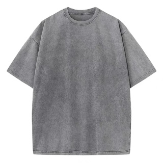 Męska damska koszulka z krótkim rękawem w stylu retro American Style, ciężka, jednolita, letnia, modna, sprana, postarzana, oversize.