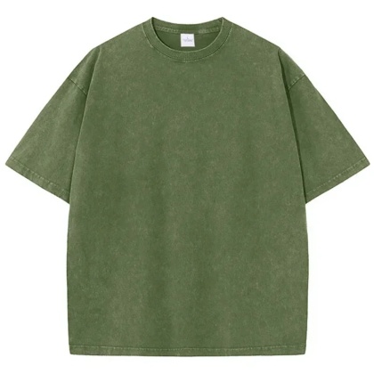 Męska damska koszulka z krótkim rękawem w stylu retro American Style, ciężka, jednolita, letnia, modna, sprana, postarzana, oversize.